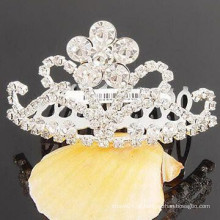 Acessórios de cabelo de casamento banhado a prata cristal tiara barrette